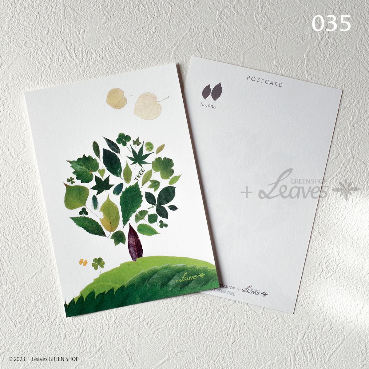 035 GREEN TREE 葉っぱアートポストカード【クリックポスト対応：可/1通40枚まで】1枚目の画像